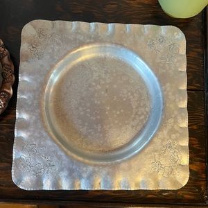 Vintage Hand Forged Aluminum Hammered Square Plate Everlast Metal